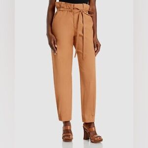 A.L.C. Tan Waist Tie Paper Bag Waist High Rise Trouser Pants